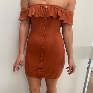 Burn orange body con dress